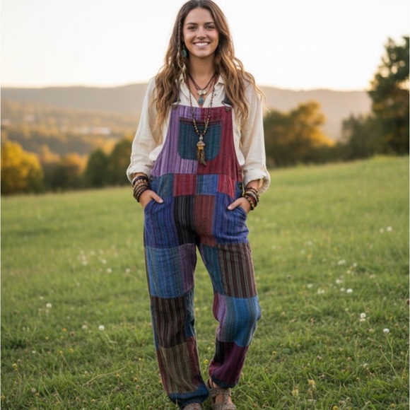 Pants - Patchwork overalls handmade, One size